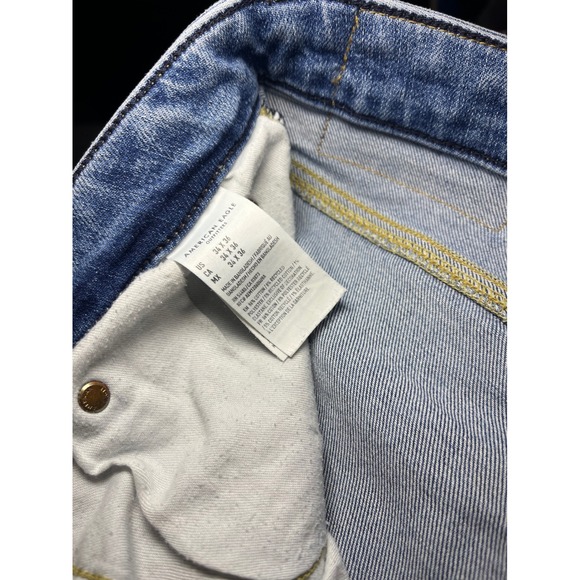 American Eagle Airflex Classic Bootcut Jeans Mens 34x30 Medium Wash Blue Raw Hem - Picture 6 of 7